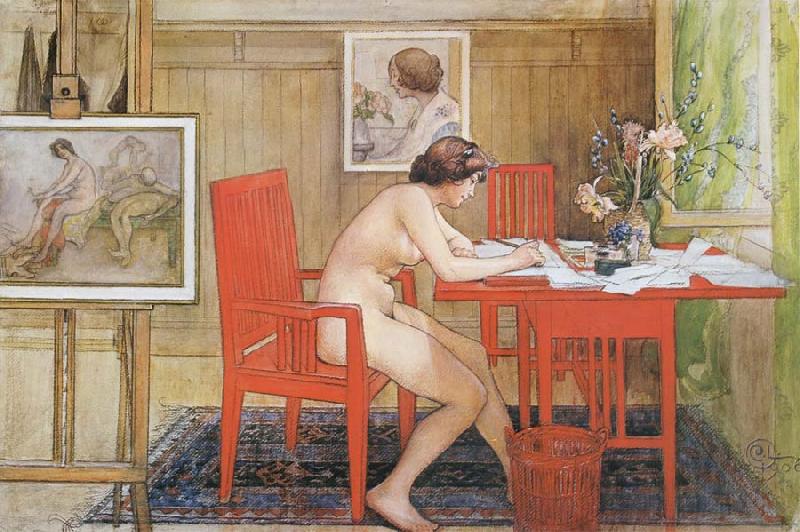 Carl Larsson Model,Writing picture-Postals France oil painting art